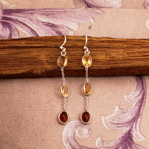 ชุดขอบโกเมนสีแดงรูปวงรีสามชิ้นทำด้วยมือ925เงินสเตอร์ลิงต่างหูแบบยาวสำหรับผู้หญิงและเด็กผู้หญิง - Product Image 3