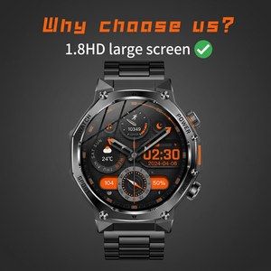 Montre connectée sportive AGM Mobile AK82, écran rond de 1,8 pouce, étanche IP68, tracker de fitness avec lampe torche pour hommes - Product Image 6