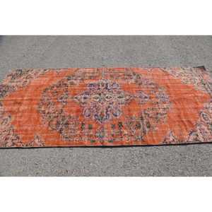 Alfombra de retales de lana Vintage naranja verde 4,2x9,4 pies tejido plano respaldo de látex para decoraciones de sala de estar alfombra de sala de estar - Product Image 3