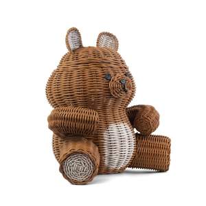 Handmade Natural Rattan Bear Toy Eco Friendly <b>Kids</b> Nursery Decor - Product Image 2