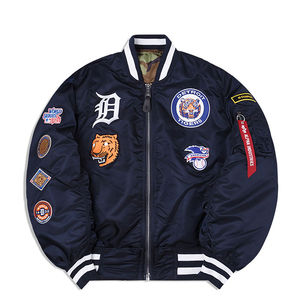 New Design Winter Reversible Bomber Stain Jacket Custom Printed Letter Patches Varsity Bomber Jacket Breathable Quick Dry for - Product Image 1