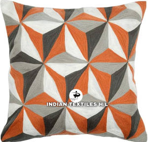 Housse de coussin cousue en chaîne de laine brodée à la main pour canapé, canapé, salon par TEXTILES INDIENS H/L - Product Image 2