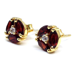 Plata tradicional de Ley 925 hecha a mano para fiesta, piedras preciosas granate, pendientes únicos para mujer - Product Image 1