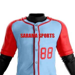 Nouvelle conception respirante, uniforme de baseball 100% polyester, vente en gros, haute qualité, impression par transfert thermique, anti-UV à prix avantageux - Product Image 2