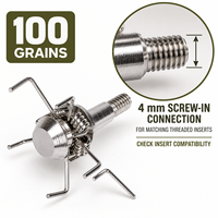 Pointes de flèches en carbone et plastique Judo Silver Strong Broadheads 100 grains, vis 4 mm, pour la chasse, le tir à l'arc, l'entraînement en extérieur