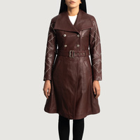 Manteau long en cuir véritable pour femme, imprimé vintage tissé, grande taille, décontracté, coupe-vent, imperméable, écologique, hiver