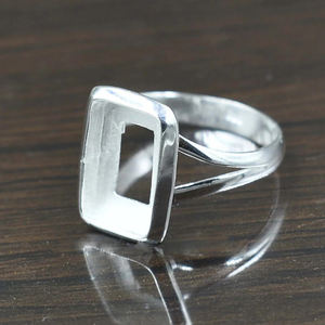 925 pur argent Sterling Rectangle forme 7-30MM blanc lunette tasse argent métal coulée plaine Collet anneaux trouver des bijoux fournisseur - Product Image 3