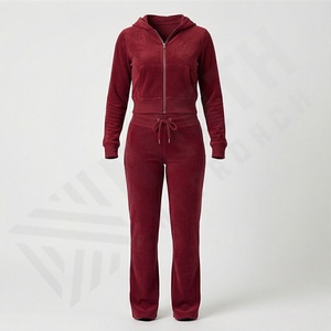 ชุดเซ็ทลำลองสำหรับผู้หญิง สไตล์วินเทจ เสื้อครอปมีฮู้ด กางเกงขายาวทรงตรง ผ้าฝ้าย 100% ระบายอากาศได้ดี เหมาะสำหรับออกกำลังกายและสวมใส่สบายๆ - Product Image 1