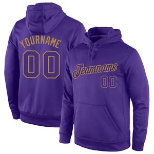 Wholesale & Dropship Custom <b>Stitched</b> Purple Purple-Old Gold Sports Pullover Sweatshirt <b>Hoodie</b> - Product Image 1