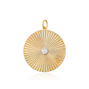 Pendentif rond en pierre CZ transparente, charme en gros, bijoux en argent sterling 925 turc faits à la main - Product Image 1