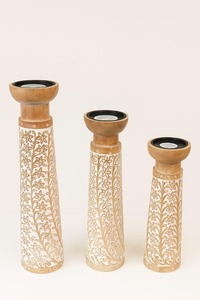 Bougeoir en bois à six colonnes, idéal pour la décoration intérieure, centre de table et éclairage festif, fabriqué à la main en Inde - Product Image 6