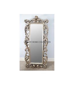 Premium Vintage Metal Floor <b>Mirror</b> with Ornate Detailing Perfect for Creating an Antique Feel in Any Room Interior - Product Image 1