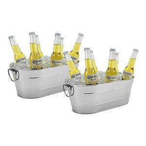 Tina de bebida galvanizada de diseño antiguo para fiestas Tina de bebida de acero inoxidable Enfriador Cubo de hielo para organizar fiestas Cubo de bebida - Product Image 2