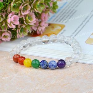 Pulsera de Piedras de Cristal Natural de 8mm con 7 Chakras para Unisex - Product Image 4