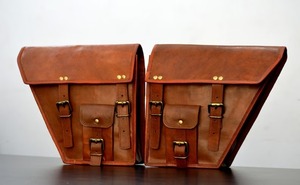 Vente de noël pour unisexe grand côté vélo selle sacoches pochette Vintage marron en cuir véritable Sport sac de sport à la mode bonbons - Product Image 2