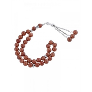 Chaîne catholique perles de prière 8mm perles oeil de tigre chapelet sacré coeur centre - Product Image 1