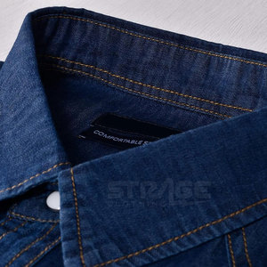 Chemise en jean pour homme de qualité supérieure, au style intemporel, en tissu 100% coton respirant, confort décontracté de haute qualité, écologique - Product Image 3