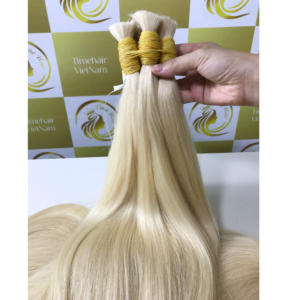 Color dorado, color claro europeo, mechones de pelo Remy vietnamita a granel, Color personalizable, 100% extensiones naturales de gran calidad - Product Image 1