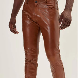 Venta al por mayor 100% de alta calidad superior de diseño personalizado de moda hombres pantalones de cuero superventas con estilo hombres pantalones de cuero OEM - Product Image 1