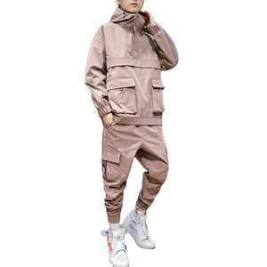 2025 logotipo personalizado de los hombres de 2 piezas ropa de calle cortavientos conjunto de moda multi-bolsillos chándal Joggers para Fitness - Product Image 5