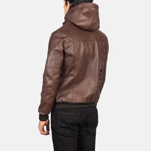 Blouson aviateur en cuir de vache véritable pour homme, style Bouncer Biz Brown, imperméable, fermeture éclair, réversible, taille XS, style universitaire - Product Image 5