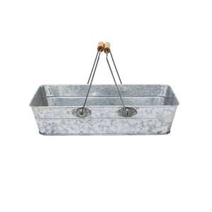 Juego de 2 bandejas de metal galvanizado de forma rectangular con asas de madera, bandeja decorativa de lujo para la cocina del hogar ecológica a la venta - Product Image 5
