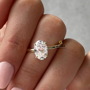 แหวนหมั้นเพชรเม็ดกลมสวยงามสำหรับผู้หญิงที่จะสวมใส่ในงานแต่งงานด้วยทองคำ14K ทรงวงรี4.5กะรัต - Product Image 1