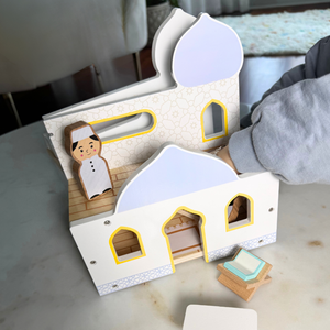 Juego de mezquita para niños Juguete educativo islámico de madera Masjid Playhouse - Product Image 6