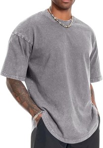 เสื้อยืดคอกลมแขนสั้นโอเวอร์ไซส์ผ้าคอตตอนสำหรับผู้ชายเสื้อทรงหลวมเรียบง่ายย้อนยุค - Product Image 2