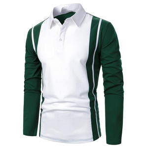 Alta calidad 100% algodón hombres Casual para Polo camisa transpirable Jersey patrón sólido manga larga personalizable ODM disponible - Product Image 1