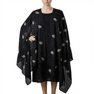 Lot de 12 foulards hijab longs en mousseline florale africaine AHE, qualité supérieure, respirants, châles ethniques d'été avec strass pour musulmanes - Product Image 1