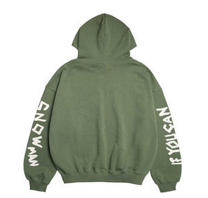 Sudadera con capucha de invierno con estampado de soplo de algodón 100% a granel con logotipo frontal personalizado, sudaderas con capucha de gran tamaño - Product Image 2