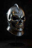 Casque d'armure en métal d'inspiration viking personnalisable pour le cosplay fantastique, offrant un look de guerrier robuste et une structure durable