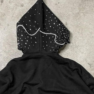 Cheap Custom Sublimation Rhinestone Oversize Multi Color Us Size 100% Cotton Fleece Full Zip Winter Eco-Friendly Hoodie - Product Image 6