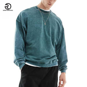 New Custom 380GSM Fleece Heavy Weight Oversized Hoodie Boxy Fit Acid Wash Unisex <b>Mock</b> <b>Neck</b> Sweatshirt - Product Image 3