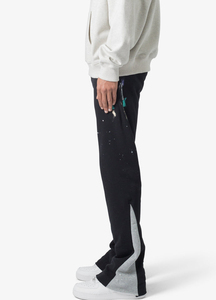 Pantalones de chándal acampanados de corte holgado para hombre, ropa informal con logotipo impreso DTG personalizado, pantalones de chándal transpirables de lana de Algodón 100% con bloques de color para hombre - Product Image 3