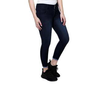 Nuevo último diseño, pantalones de mezclilla lisos sólidos de Color negro para mujer, pantalones de mezclilla de ajuste Regular hechos a medida para mujer - Product Image 4