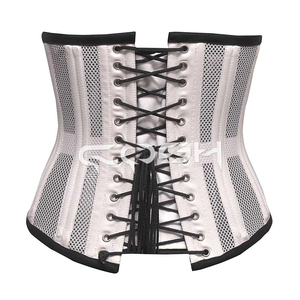 Corset gainant blanc en maille avec fermeture éclair sur le devant - Product Image 6