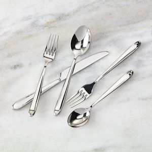 A cutelaria de aço inoxidável do projeto moderno ajustou-se com superfície lustrada e a apelação contemporânea grandes para tabelas elegantes do jantar - Product Image 1