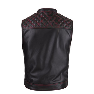 Gilet de moto en cuir véritable de couleur personnalisée, style club, motif uni, respirant, design vintage d'automne, système de fermeture double - Product Image 5