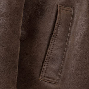 Veste en cuir décontractée pour hommes personnalisée OEM poche à fermeture éclair veste en PU imperméable col rabattu vestes en cuir pour hommes - Product Image 5