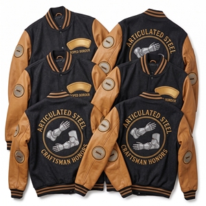Blouson universitaire en laine vert forêt, marron rouille, avec broderie Celestial Herd Bootes <span class=keywords><strong>Arcturus</strong></span> Bear Driver, vente en gros - Product Image 6