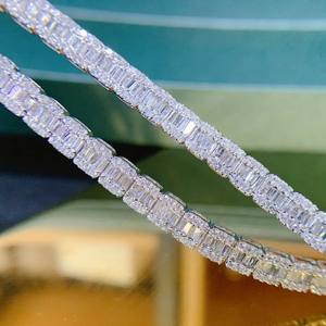 Bracelets et joncs en moissanite VVS, personnalisés, luxe, hip-hop, 6 mm, 8 mm, taille brillante, sertis de pierres, argent sterling plaqué rhodium, IGI - Product Image 5