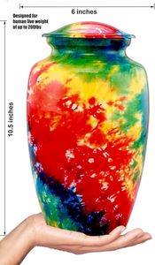 Handmade <b>Large</b> Adult Size Mosaic Aluminium Glass Cremation <b>Urn</b> Unique Funerals Supply With Individual Tiles Applied Burial - Product Image 6