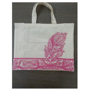 Exportateurs inde 100% coton biologique feuille imprimé certificat GOTS design personnalisé naturel grande capacité sac à main au meilleur prix - Product Image 1