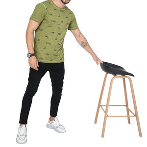 Venta al por mayor de camisetas de los hombres en el precio bajo 100% de algodón de alta calidad de lana Casual Impresión digital tejido Regular Fit frontal de color personalizado - Product Image 6