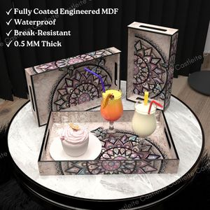 Réfrigérateur présentoir pour salade avec assiette en acacia plateau de service pour légumes trois grands bols à pâtes plateau par HF CRAFTS - Product Image 3