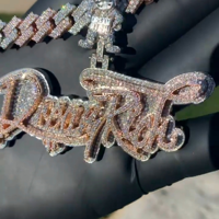 Colgantes de Joyería Fina Personalizados, Dijes Chapados en Oro Rosa, Plata de Ley 925, Moissanita con Corte Brillante, Estilo Estrella Helada, Unisex, Hip Hop