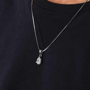 Pendentif en or massif 10KT pour femme poire cur diamant de laboratoire toutes occasions plaqué or massif pendentif minimal bijoux de corps - Product Image 6