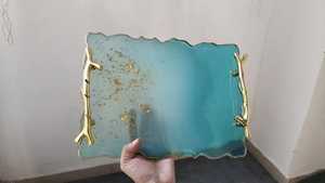 ชุดถาดเสิร์ฟและถาดรองแก้วลายดอกไม้ทำจากเรซินสำหรับตกแต่งร้านอาหารบ้านจากอินเดียออกแบบได้ตามต้องการ - Product Image 6